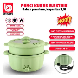(Beckler's) Panci Listrik Multifungsi 2.5L Anti Lengket & Cepat Panas Rebus Kukus Goreng