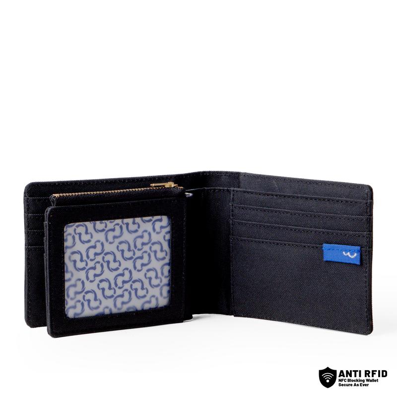 Wallts Ben Black Charcoal - Dompet Lipat kanvas  uang Dan kartu Pria Wanita Hitam dompet  koin 2
