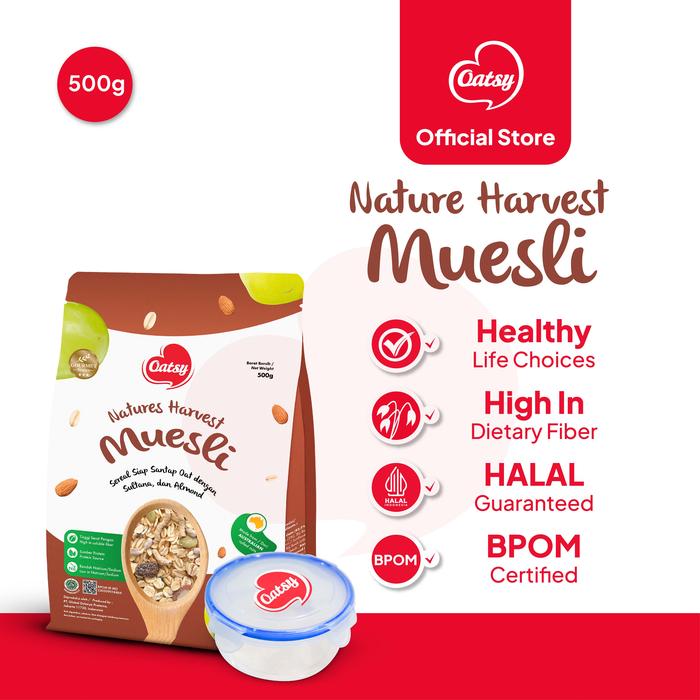 Gambar OATSY Muesli Natures Harvest 500gr - (Free Container) dari Oatsy Oatmeal & Muesli Kota Administrasi Jakarta Barat Tokopedia