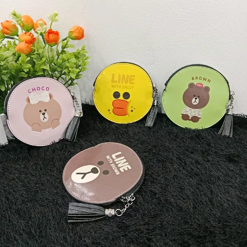 DOMPET KOIN BULAT WARNA RANDOM Karakter Wanita Kulit Uang Kartu 1
