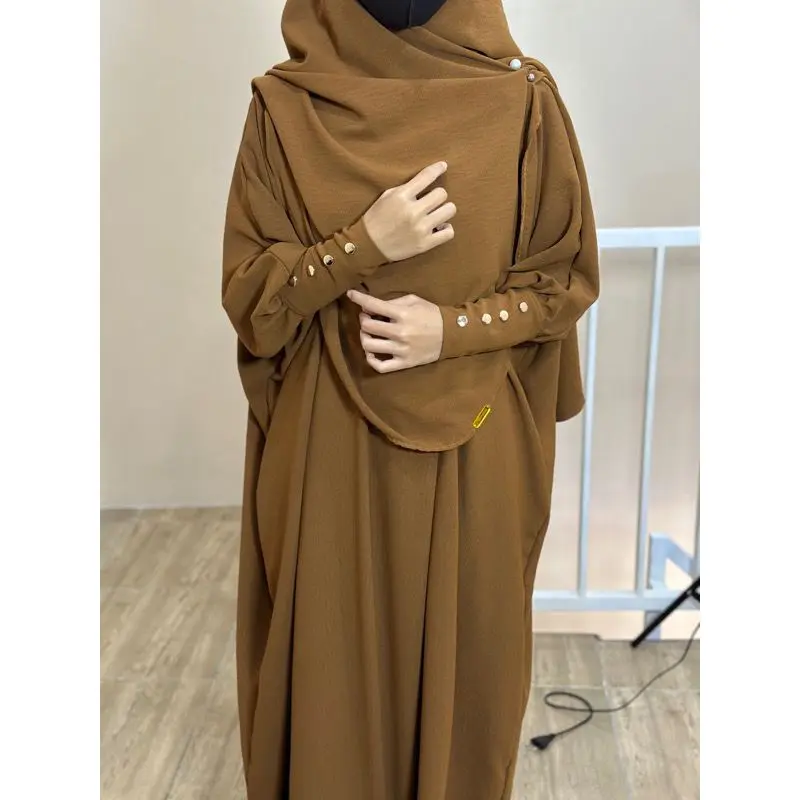 One set kaftan crinkle airflow KAFTAN AISHA gamis muslim wanita dress lebaran  Dewasa 4