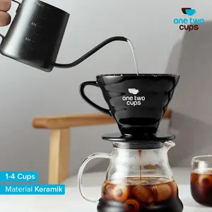 One Two Cups V60 Coffee Dripper Alat Seduh Kopi Manual Keramik ZM639 - 1-4 Cups Material Berkualitas & Desain Elegan