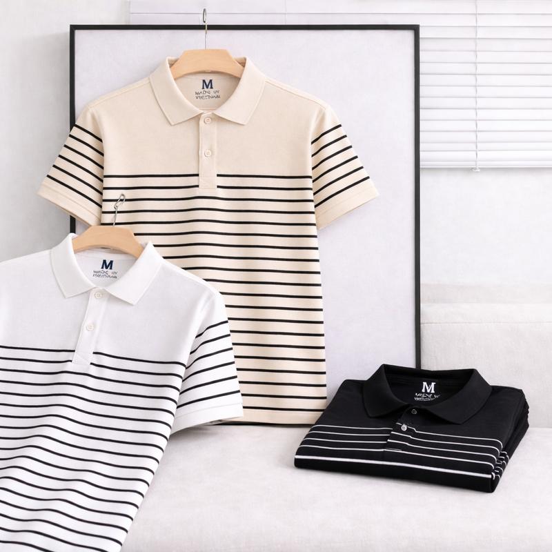 Áo polo unisex có cổ gấp làm từ vải polyester CVC; co giãn, thoáng khí và thấm…