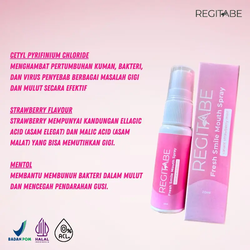 Regitabe Mounth Spray Penyegar Nafas Pewangi Mulut Spray Mix Rasa Strawberry Mint & Peach Mint 2 Pcs 1