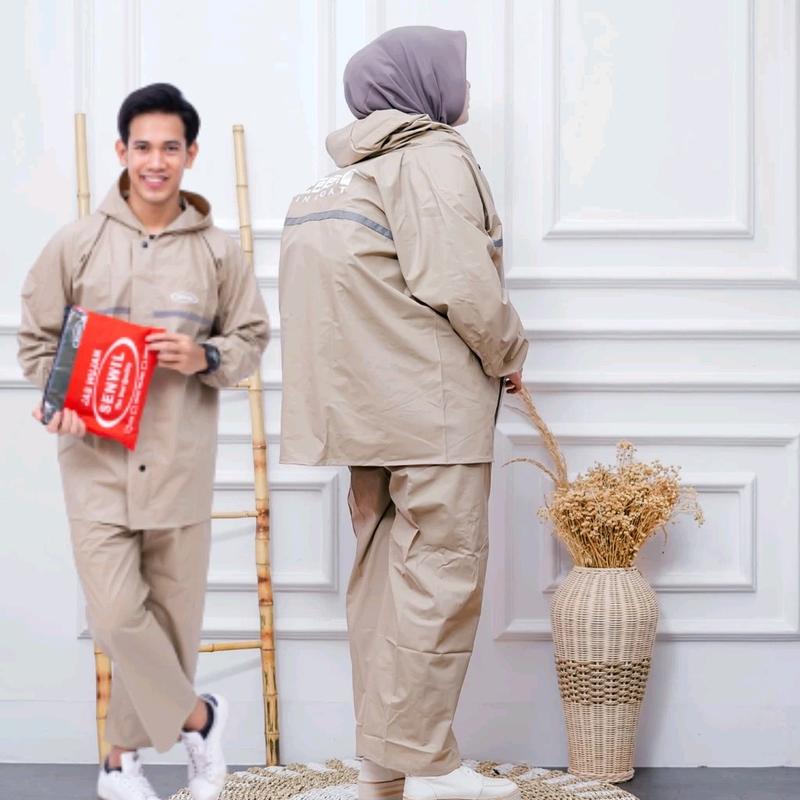 Senwil Jas Hujan Setelan Pria Wanita RAINCOAT Motor Original Bahan PVC 0,25 Tebal Anti Rembes 1