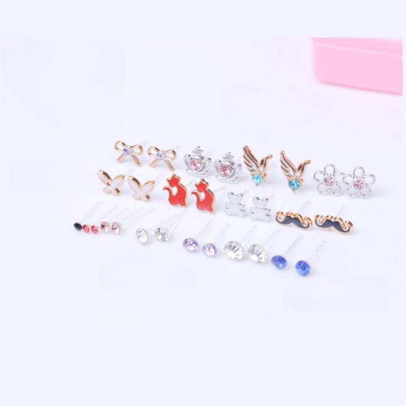 36 pasang /kotak Anting Tusuk Bentuk Hati bergaya Warna untuk Wanita 5