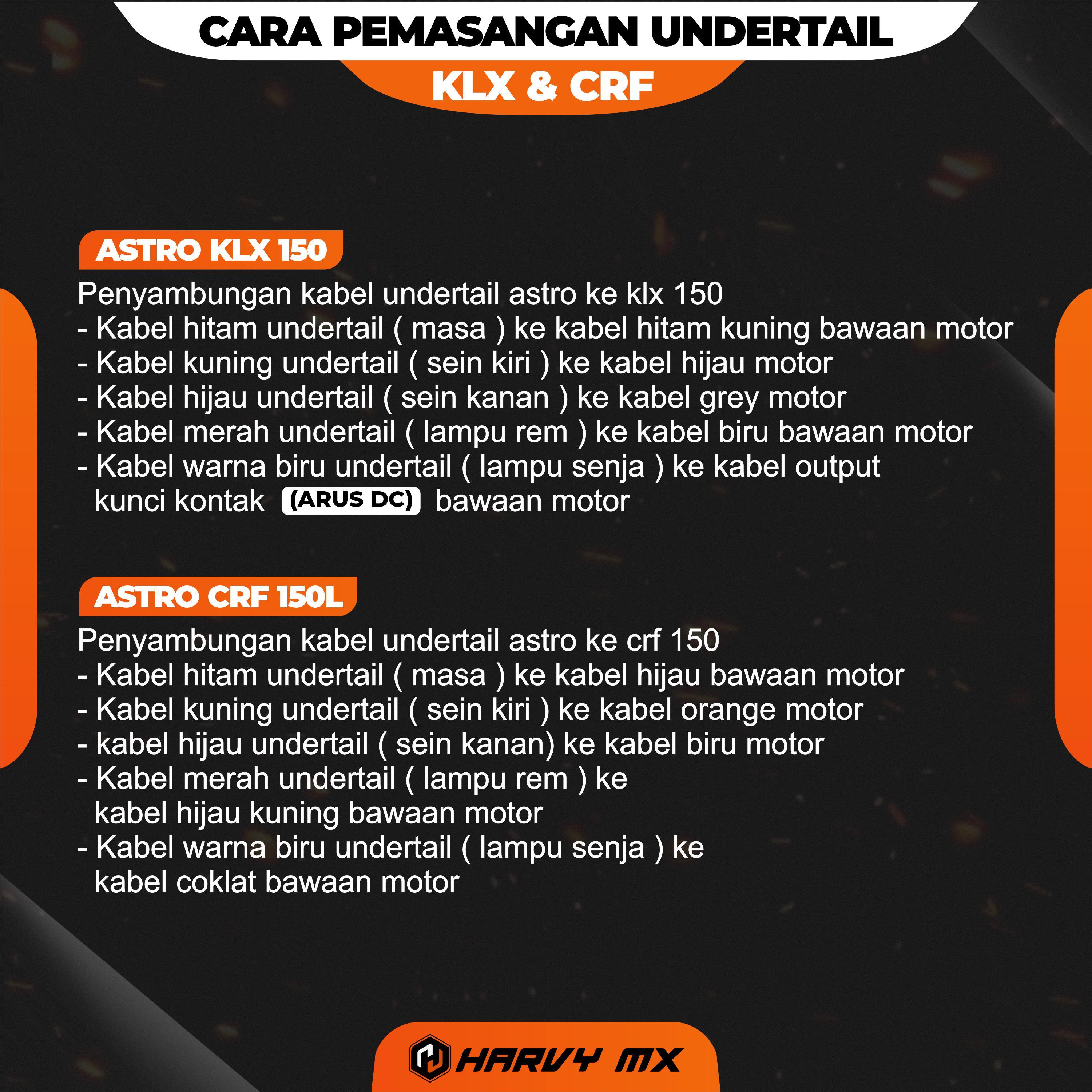 Undertail Stoplamp Spakbor Slebor Belakang  5638 Astro Running LED HARVYMX CRF 150 L KLX 150 Bigfoot Dtracker New Motor Motorcycle