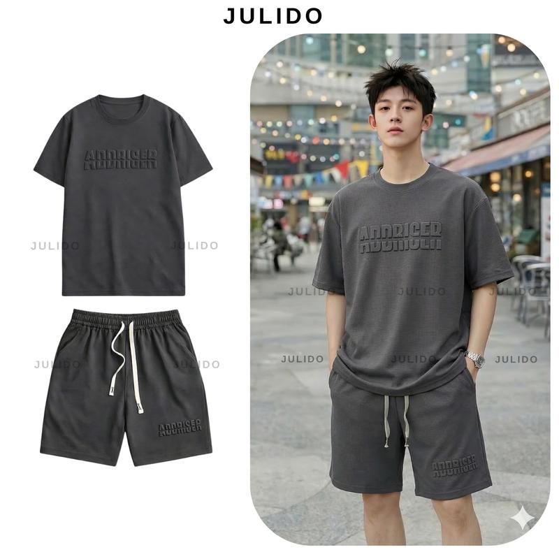 Bộ quần áo thể thao nam nữ JULIDO dập hình vân nổi, chất liệu vải Waffle thoáng mát, thấm hút mồ hôi.