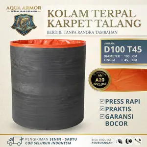 Kolam Terpal Bulat Karpet Talang D100 T45 cm Kokoh Tanpa Rangka Budidaya Ikan Lele Nila Gurame Terpal A20