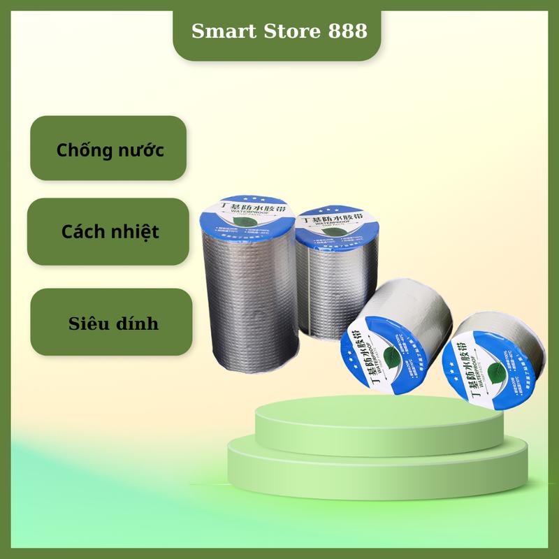 Cuộn băng keo siêu dính chống thấm rộng 20 cm dài 5 mét keo dán miếng vá siêu dính đa năng chống thấm nền nhà chống dột mái tôn