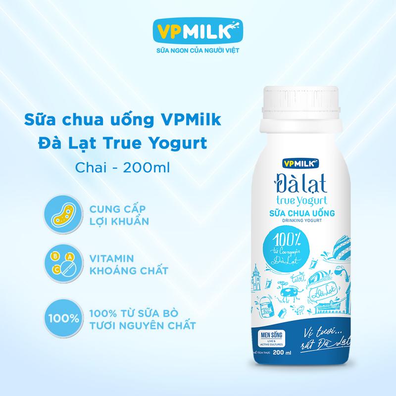   CHỈ GIAO HCM  Chai 200ml  Sữa chua uống VPMilk công nghệ lên men tự nhiên hiện đại vị sữa thơm ngon ít béo ít ngọt. sữa  nguyên chất  MS1 