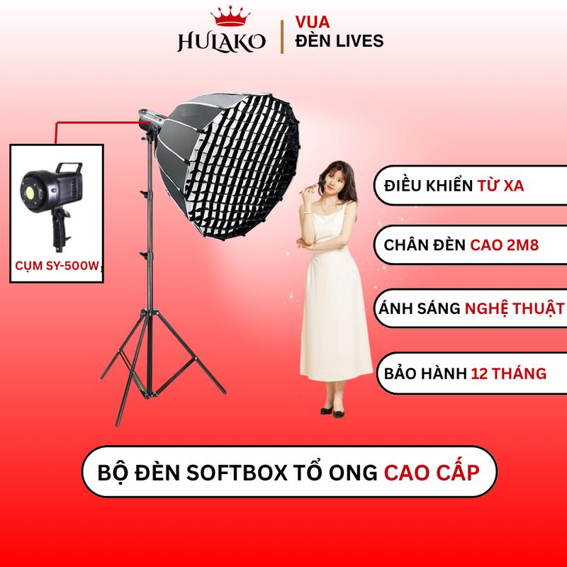  Hoả Tốc  Bộ Đèn Studio Softbox Tổ Ong SY 500 Chân 2m8 cao cấp - Cung Cấp Ánh Sáng Chụp Hình Livestream Quay Video HULAKO 
