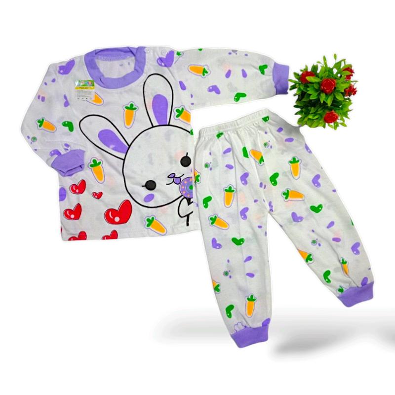 Setelan baju bayi 1pcs/Paket 3Pcs Perempuan Lengan Panjang Motif Kelinci/  Setelan Baju Celana - Katun Lembut Perempuan Fashion Anak Biru Pink 6