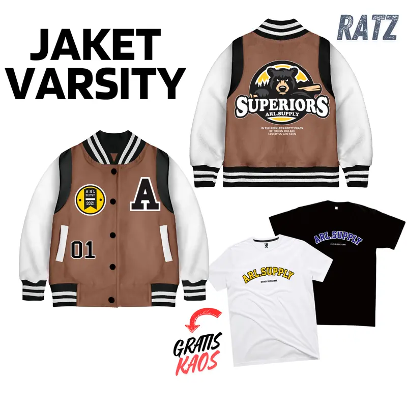 RATZ.KIDS - JAKET VARSITY ANAK MODEL SUPERIORS LAKI LAKI PEREMPUAN CUSTOM INISIAL A-Z  USIA 2-12 TAHUN GRATIS KAOS Fashion 3
