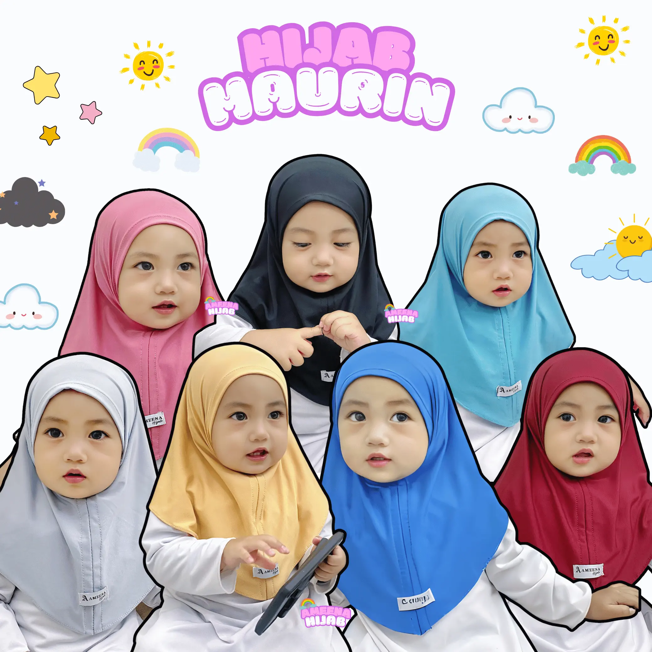 Jilbab Instan Anak Maurin Basic Jersey Usia 0-1 Tahun Kerudung Anak Newborn / Jilbab Bayi / Hijab Anak Muslim