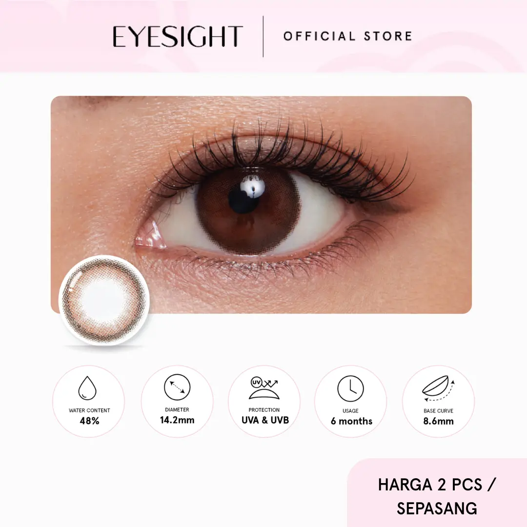 Softlens Bloominc Bluebell Brown 14.2mm - Soflen Normal, -0.50 s/d -8.00 (2pcs/sepasang)