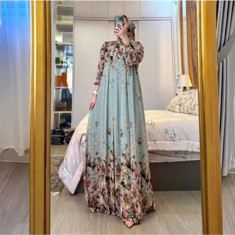 Gamis Set Hijab Rayon Premium | Gamis Hijab Terbaru | Dress Set Hijab | Gamis Viral Set Hijab Diamond 6