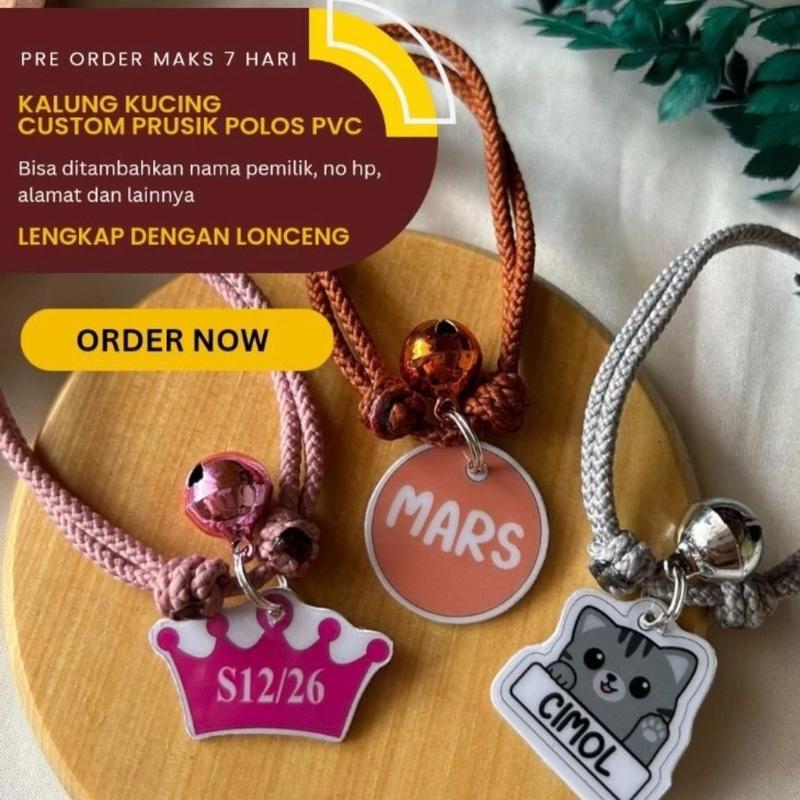 Kalung kucing custom nama prusik PVC 0