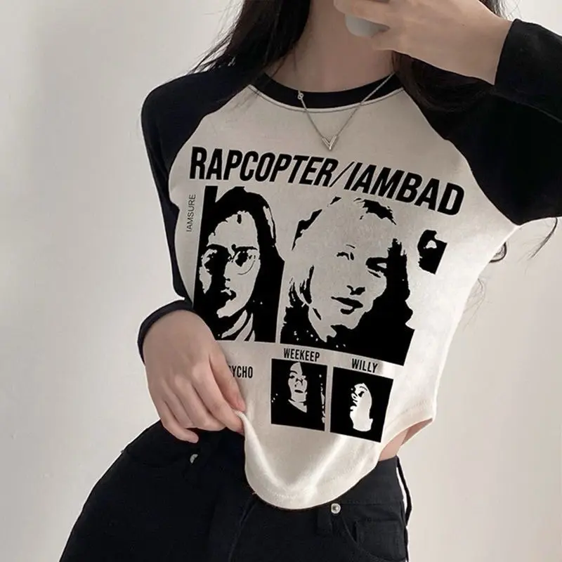 CROP TOP LONGSLEEVE RAPCOPTER / CROP TOP LONGSLEEVE WANITA ( LD 88  P 52 cm) 2