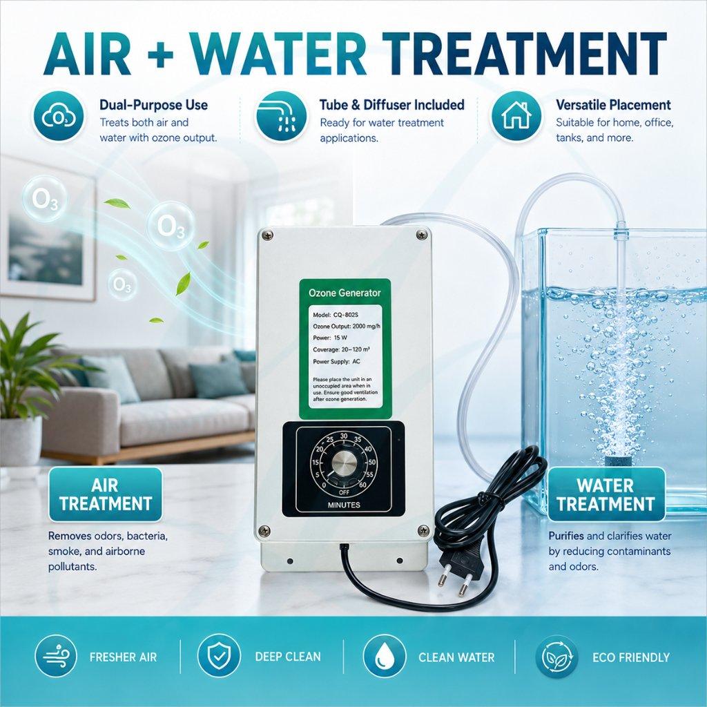 Ozone Generator 2000mg Ozonizer Sterilizer O3 Pemurni Air Alat Disinfeksi Air untuk Depot Air Minum Aquarium Kolam Pengolahan Air Generator Ozon Portable
