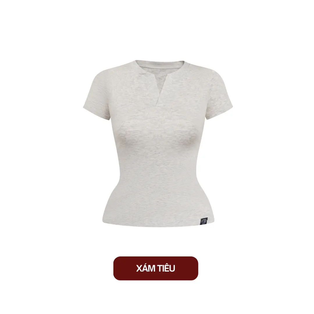 Áo Thun Nữ Ôm Body JUSTDUN E44 – Cổ Trụ Tàu Tay Ngắn, Vải Cotton Mềm Mịn Co Giãn 4 Chiều, Thoáng Mát | BigBuy360 - bigbuy360.vn