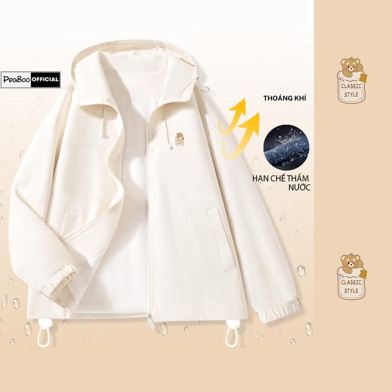 Áo Khoác Gió Nam Nữ Mũ Cao Cấp 2 Lớp PEABOO Mã PBDOG In Hình Chống Nước Chống Nắng Form Rộng Kiểu Dáng Unisex