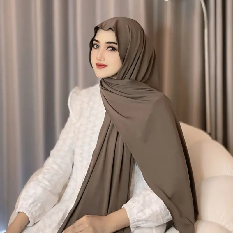 KERUDUNG HIJAB PASHMINA INSTAN MODEL MELEYOT PAKAI INNER NINJA MENUTUP LEHER BAHAN JERSEY Muslim Dewasa Oval 8