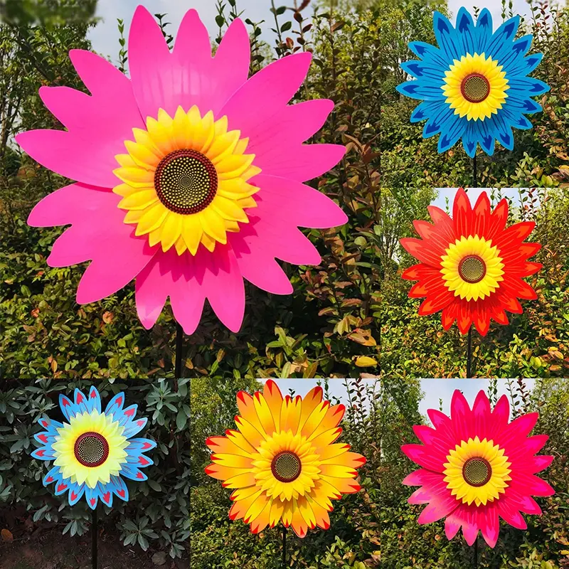 Sunflower Windmill Flower Pinwheel Outdoor Party Decor Kids Toys