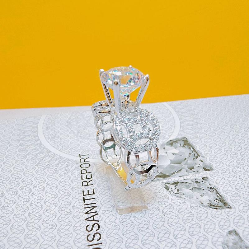 NhatHa live - 1704  Nhẫn kim tiền chủ 9mm .bạc ý xi bạch kim