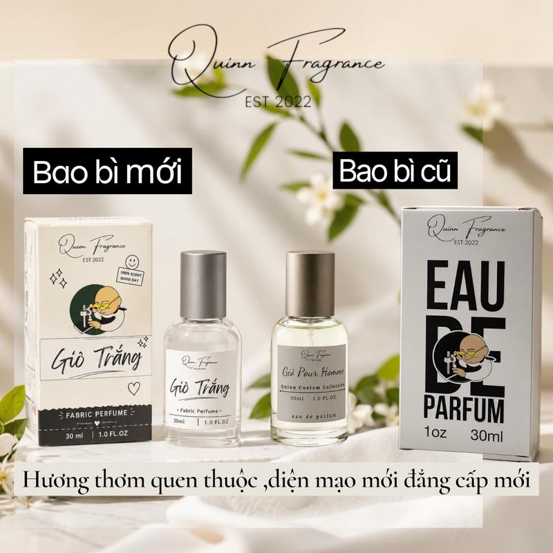 QUINN FRAGRANCE - G.i.ò Trắng Chai 30ml Hương Thơm Hấp dẫn,Tươi mát, Nam tính,Tinh tế Lưu Hương 6-8 tiếng Nước Hoa Quần Áo Nam