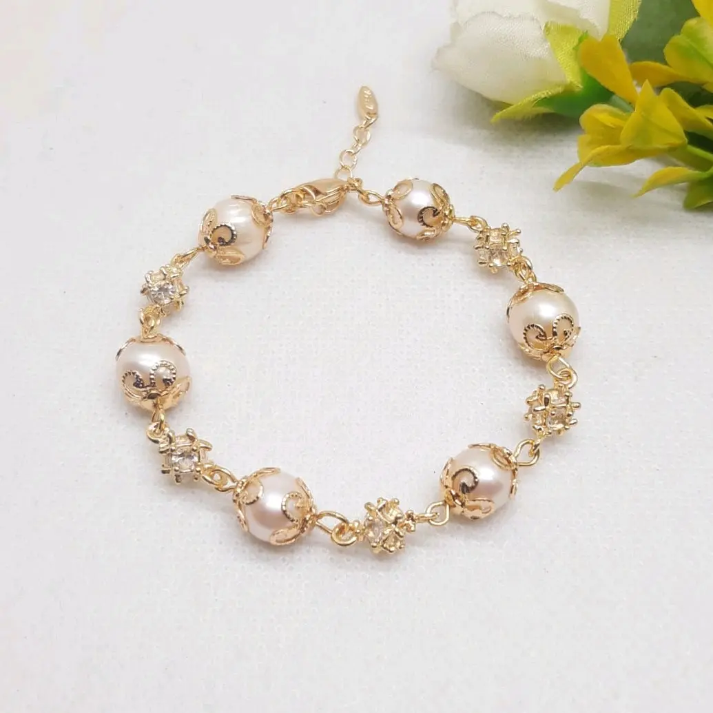 Gelang Cantik Berkilau Mutiara Tawar Asli Bersertifikat