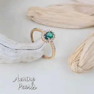 Aonine Pearls - Cincin Batu Zirconia Hijau