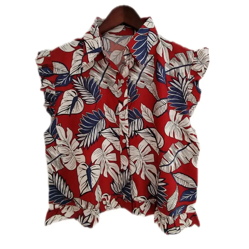 Baju Batik Lengan RUFFLE (LD 98CM) Atasan Wanita Formal Kancing Motif Nyaman baju batik crop blu s blouse 2