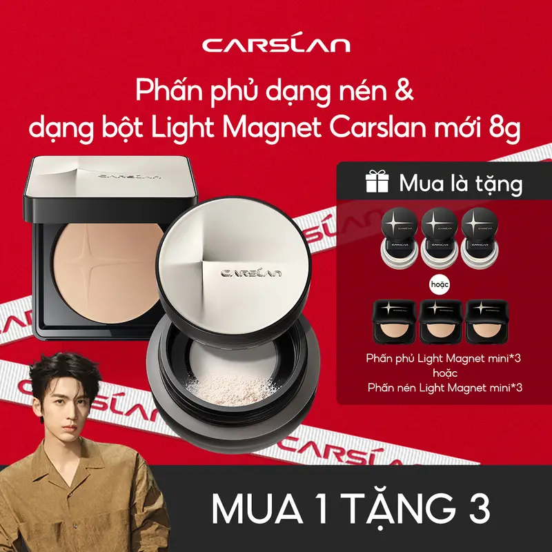 Phấn phủ dạng nén & dạng bột Light Magnet Carslan mới ,Bắt sáng tự động Giúp mặt tươi sáng hơn 8g [Mua 1 tặng 3]phấn phủ nén hoặc phấn phủ bột minisize Light Magnet 1g*3 0