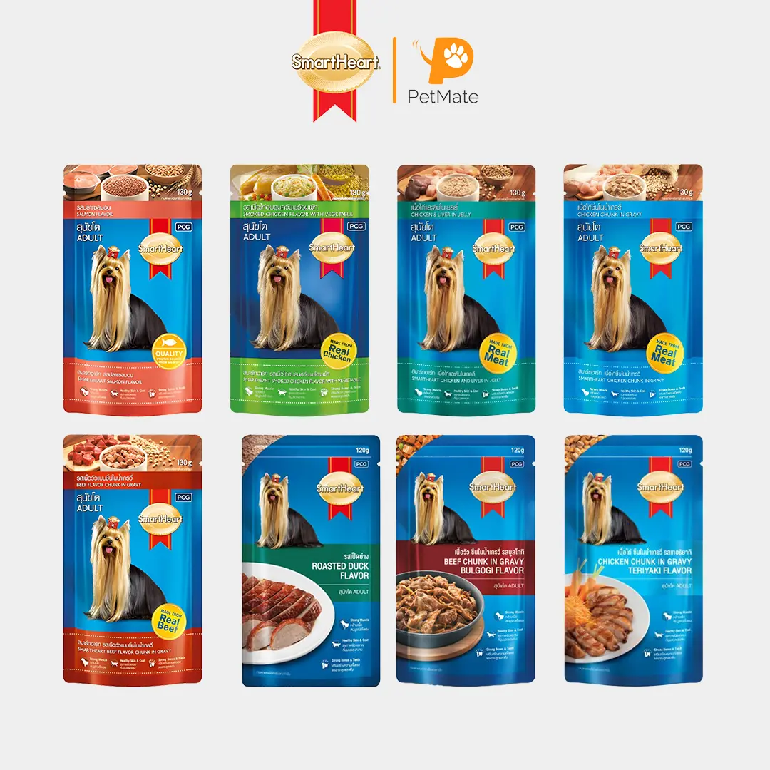 SmartHeart Adult Dog Wet Food Pouch Beef Chunks Salmon Smoked Chicken Vegetable Liver Bulgogi 130g / 120g Collection