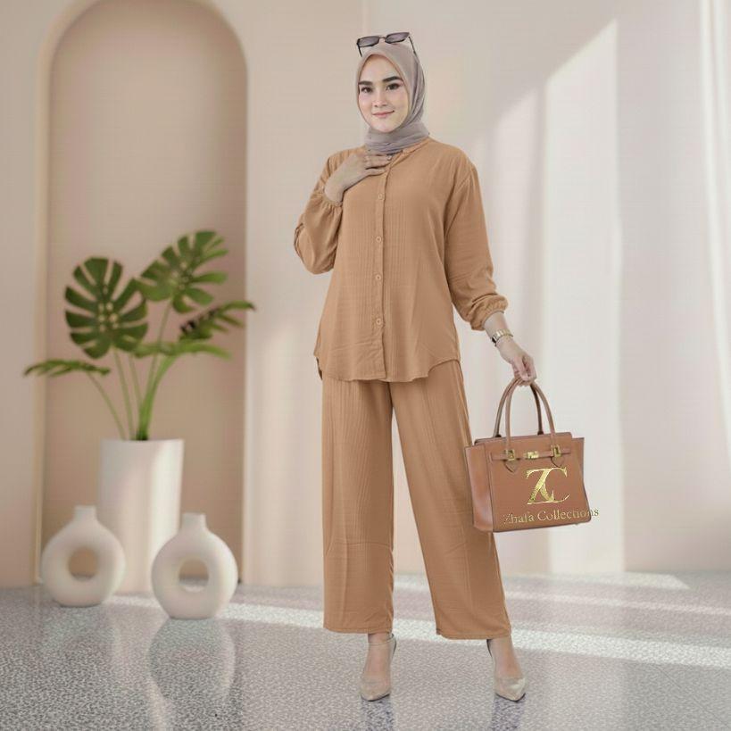 PROMO LIVE 3 SETELAN WANITA ONESET KEKINIAN CRINCLE ATASAN DAN BAWAHAN PANJANG PILIH WARNA UKURAN