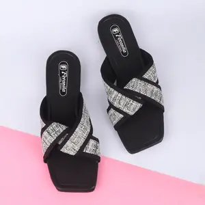 Sandal Wanita teplek flat trendy kokop tali silang Selop Hitam