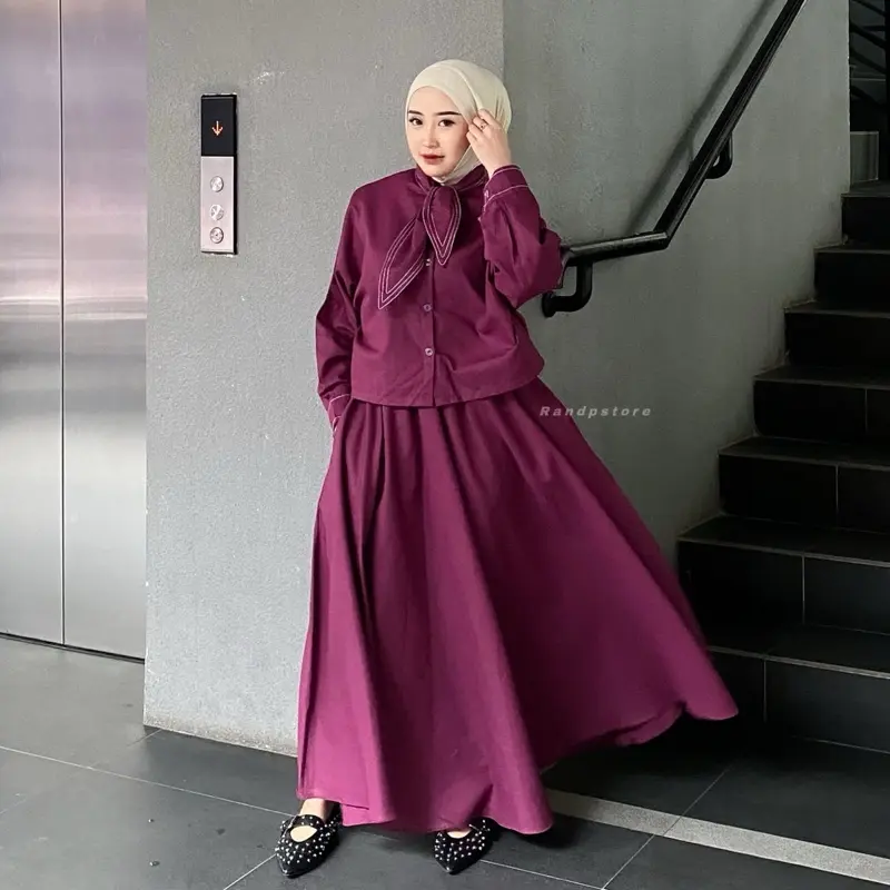 Setelan Rok Wanita - Baju Pasangan Fashion Muslim Linen Trend - Atasan Kemeja Pria Linen - Moira Couple  Casual 4