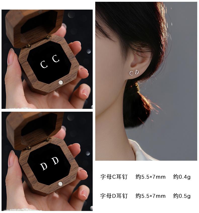 Product Introduction of Cute 925 Sterling Solid Silver Alphabet Stud Tiny Initial letter Earrings Jewellery A-Z 5