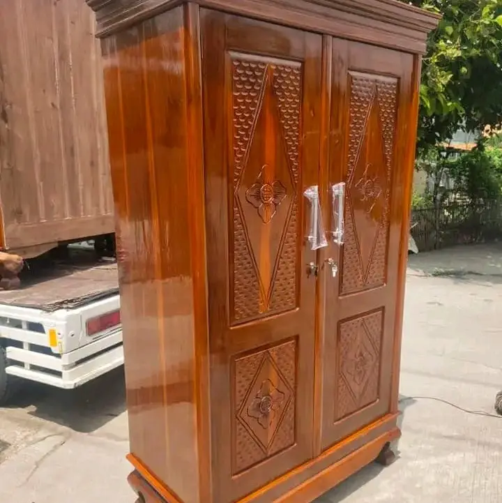 Lemari pakaian 2 pintu full kayu jati asli/cahayajatifurniture