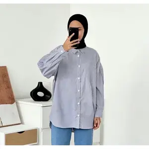 Kemeja alesha oversize salur panjang