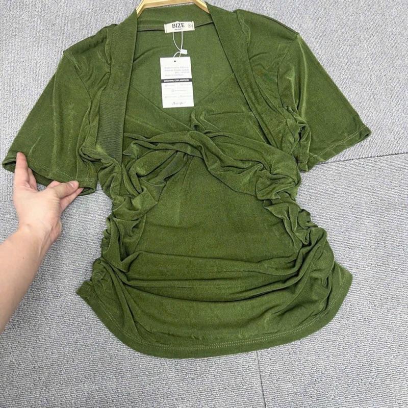 [BIGSIZE] Áo thun nhũ cổ yếm xoắn ngực bigsize nữ 55~85kg 8