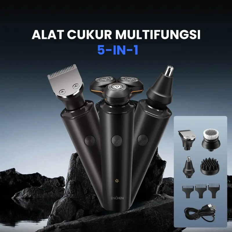 ENCHEN X8S-C Alat Cukur Rambut 5 in 1 Waterproof Alat Shaving Pencukur Hair Clipper Bulu Hidung Kumis Listrik Magnetic 0