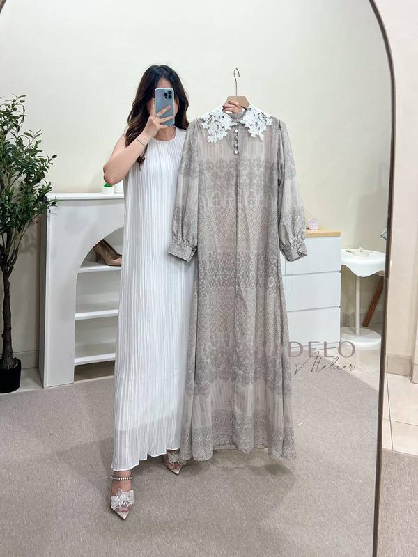 Clemira Dress Set Outer PREMIUM 2in1 / Gamis Ceruty Inner Outer free belt / MODELO 2