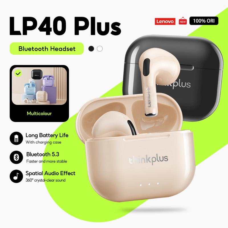  Lenovo LP40 Plus Và LP40 II Tai Nghe Nhét Tai Nghe Nhét Tai Nghe Không Dây Chân Thực Âm Thanh Nổi HD Độ Trễ Thấp Thích Hợp Cho Thể Thao Và Chơi Game Có Mic Bluetooth 5.3 