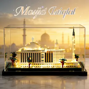 Hadiah Istimewa! Miniatur Masjid Istiqlal Jakarta Nano Block Lengkap dengan Kotak Display & Pelindung Akrilik​ - Mainan Edukasi DIY, Bernyala LED & Musik Indonesia