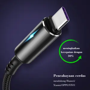 Kabel data jalinan ringan bernapas 1,2m, cocok untuk Apple Android Huawei 5Atype-c,Ungu Hitam Konektor Merah Panjang Charger Cable Handphone