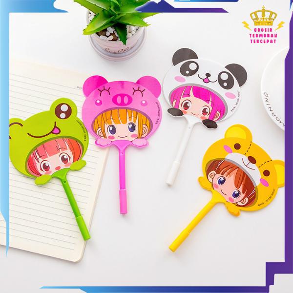 GTT Pena Kipas Lucu Animal dan Buah Pulpen Kipas Karakter Stationery Part 1 0