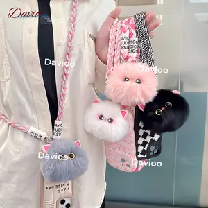 Super Lovely Cat Tali Kepang Tali HP Lanyard Universal Bisa Cross-body Motif Bervariasi Gantungan Handphone