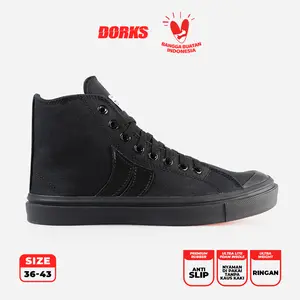 Sepatu Dorks - Classic High Full Black Sepatu Snekers Casual Pria Wanita Shoes